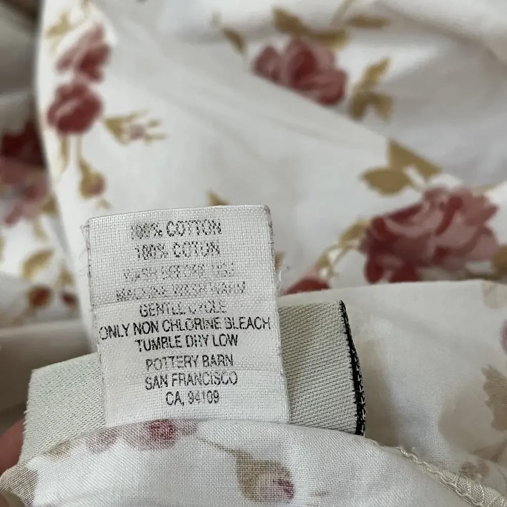 Pottery Barn Floral 100% Cotton Fitted Sheet 77